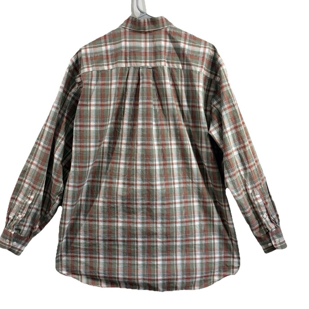Nordstrom Plaid Button Down Shirt Mens L Green Cotton Casual Preppy - Picture 2 of 4